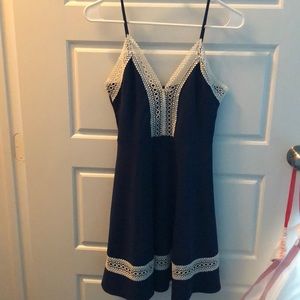 Navy Blue and White Lace Dress
